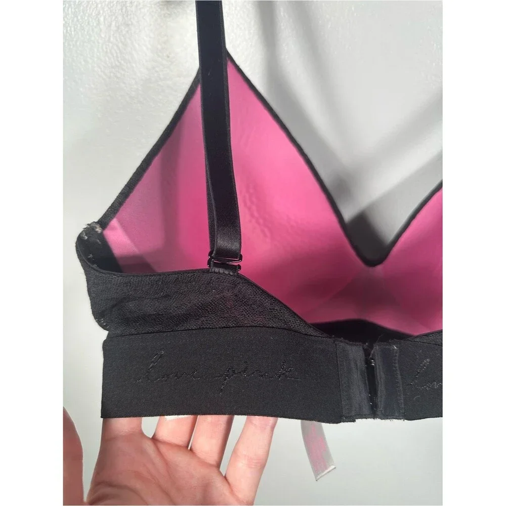 PINK Victoria's Secret Black Leopard Wear Everywhere Wireless Bra Size 36DD